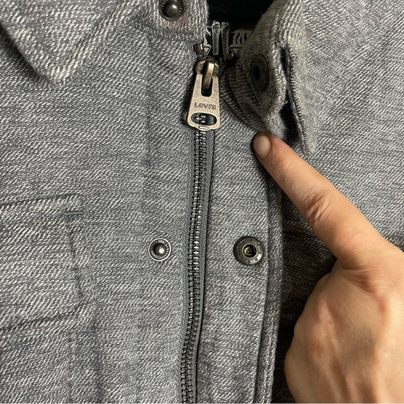 Levi's Men's Sherpa Fleece Lined Full Zip Soft Shirt Jacket Shacket Grey Small - Picture 11 of 16